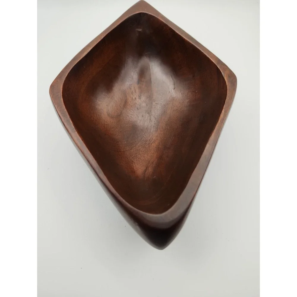 MCM Monkey Pod wood bowls playing card suit shapes. Set Of 4 Snack Bowls